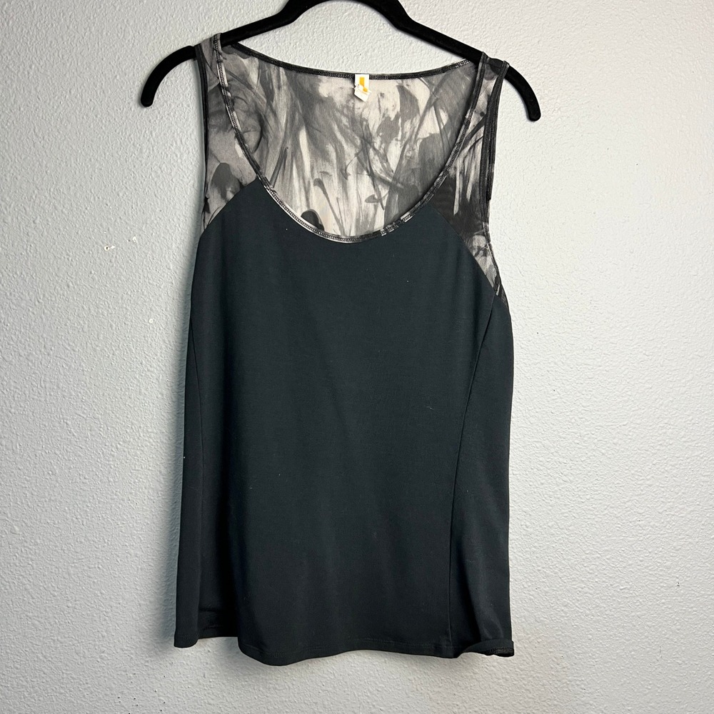 Lucy.com Black Mesh Abstract Print Tank‎ Top Athletic Workout Athletic Size S/P